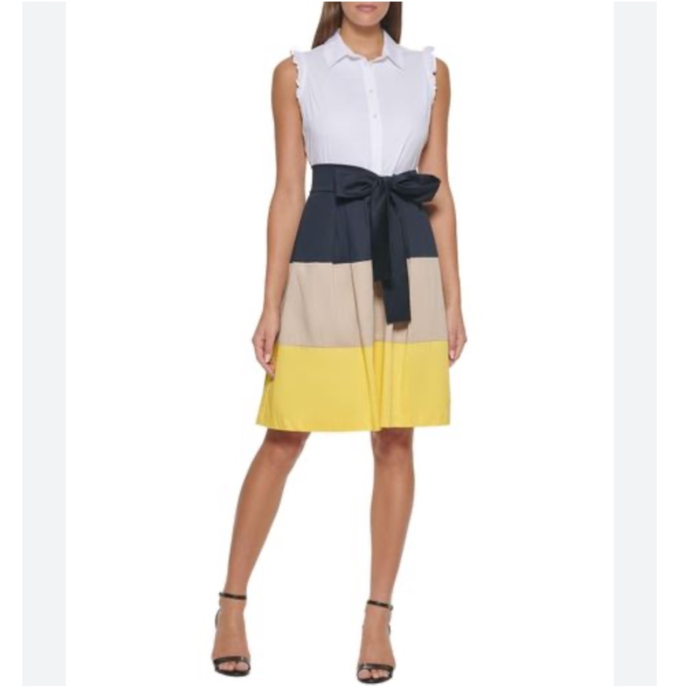 Brand New Tommy Hilfiger Colourblocked Button-down Dress